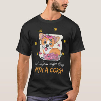 6 Cartoon Corgi Met Bloemen Op Een Witte Achtergro T-shirt