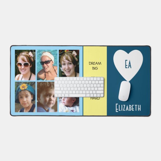 6 citations photo ajouter nom initiales bleu jaune (Clavier et souris)