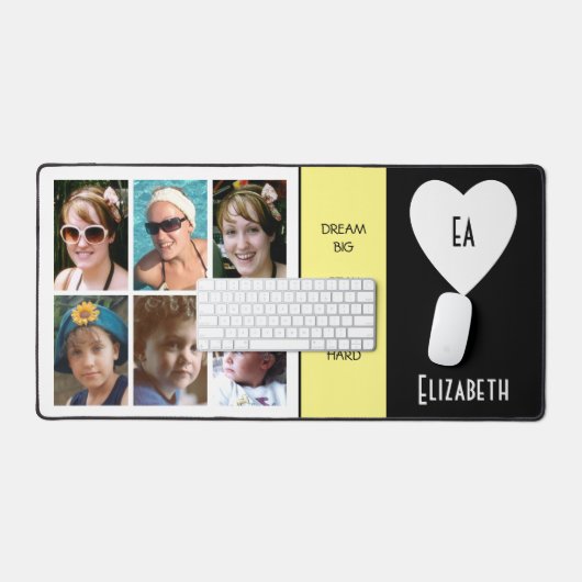 6 citations photo ajouter nom initiales noir jaune (Clavier et souris)