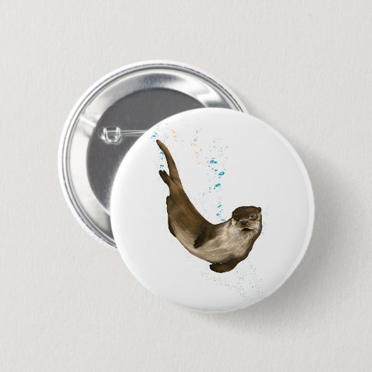 6 cm rondzwemmen Otter Badge Ronde Button 5,7 Cm (Voorkant /achterkant)