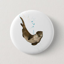 6 cm rondzwemmen Otter Badge
