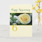 6 de Jubileum Yellow Rose Kaart (Gele Bloem)