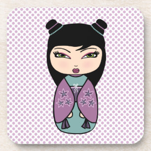 6 dessous de verre en liège Kokeshi Doll 3 - lot d