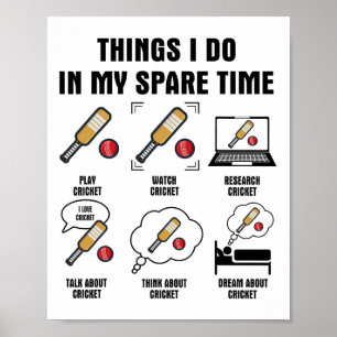 6 dingen die ik doe in mijn vrije tijd - Cricket Poster