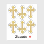 6 Faux Metallic Goud Gevulde Kruisen - Contour Sticker (Vel)