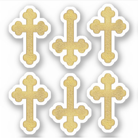 6 Faux Metallic Goud Gevulde Kruisen - Contour Sticker (Voorkant)