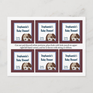 6 Favor Tags Lil League Puppy Dog Sport Uitnodiging Briefkaart