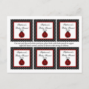 6 Favor Tags Red Ladybug Uitnodiging Briefkaart
