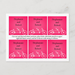 6 Favor Tags Whimsical Pink Double Bike Bicycle Briefkaart