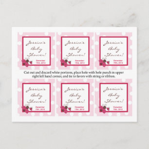 6 Favorieten Tags Berry Garden Lady Bug Flower Pin Uitnodiging Briefkaart