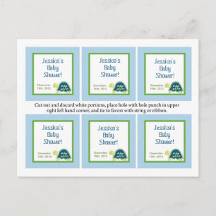 6 favorieten Tags Blauwe Zeeen schildpadden Uitnodiging Briefkaart