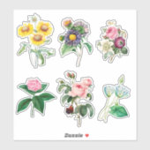 6 Fleurs magnifiques pour Sticker Scrapbooking (Feuille)