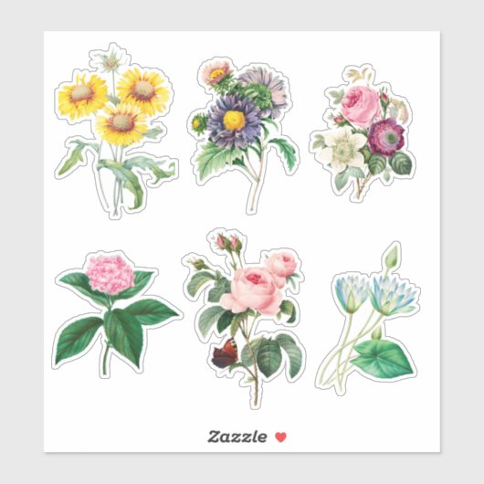 6 Fleurs magnifiques pour Sticker Scrapbooking (Feuille)