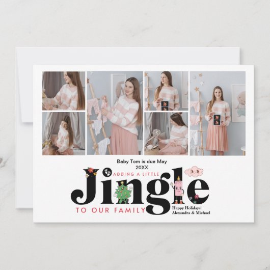 6 Foto Baby Zwangerschapsaankondiging Feestdagenkaart (Voorkant)