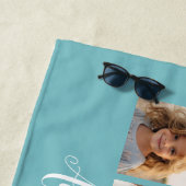 6 Foto Collage Aangepast script Tekst Licht Blauw Strandlaken (In situ)