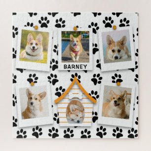 6 Foto Collage Add Name Dog House Paw Prins Legpuzzel