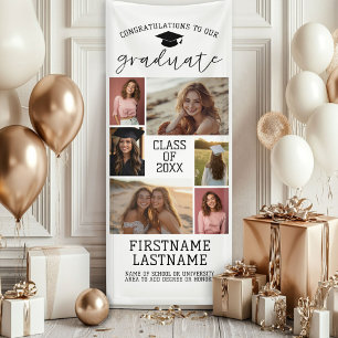 6 Foto Collage Afstuderen Modern Minimaal Wit Spandoek