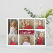 6-Foto Collage Burgundy Custom Afstuderen Kaart (Staand voorkant)