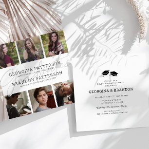 6 Foto Collage Gezamenlijke Diploma Uitnodiging