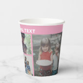 6 Foto Collage Grid - Aangepaste tekst Blush roze Papieren Bekers (Achterkant)