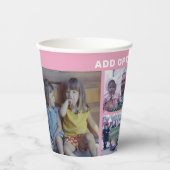 6 Foto Collage Grid - Aangepaste tekst Blush roze Papieren Bekers (Voorkant)