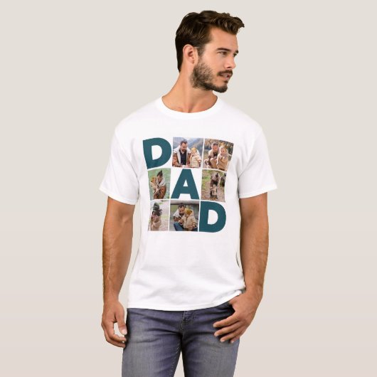 6 Foto Collage Happy Vaderdag Pap T-shirt (Voorkant volledig)