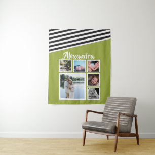 6 Foto Collage Limoen Striped Patroon Personated Wandkleed