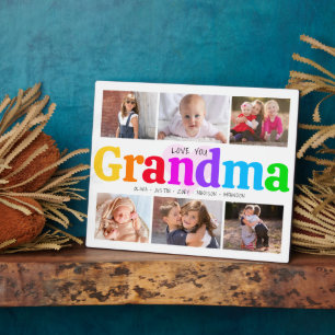 6 Foto Collage Love You Grandma Bold Colorful Fotoplaat