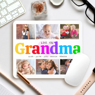 6 Foto Collage Love You Grandma Colorful Modern Muismat