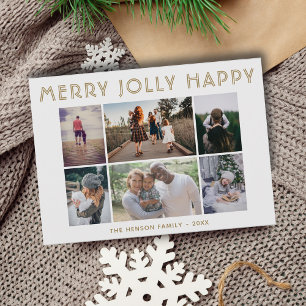 6 Foto Collage Merry Jolly Happy Kerstmis Feestdagenkaart