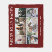 6 Foto Collage Merry Jolly Happy Kerstmis Fleece Deken (Voorkant)