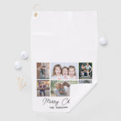 6 Foto Collage Merry-kerstfamilie Golfhanddoek (Insitu)