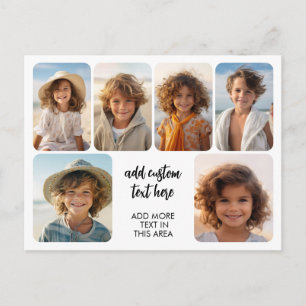 6 foto collage met trendy bounce script - wit briefkaart