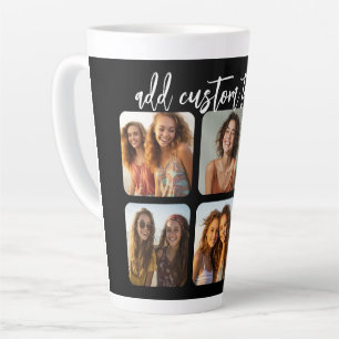 6 Foto Collage met trendy bounce script - zwart Latte Mok