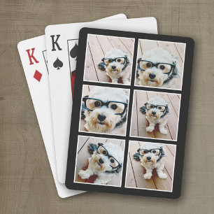 6 Foto collage met vaste achtergrondkleur Pokerkaarten