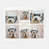 6 Foto Collage Minimalist - goud en wit Fleece Deken (Voorkant (Horizontaal))