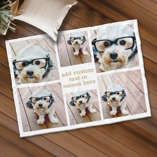 6 Foto Collage Minimalist - goud en wit Fleece Deken