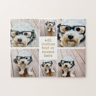 6 Foto Collage Minimalist - goud en wit Legpuzzel