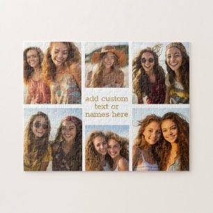 6 Foto Collage Minimalistisch - goud en wit Legpuzzel