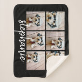 6 Foto Collage minimalistisch handgeschreven naam Sherpa Deken (Voorkant)