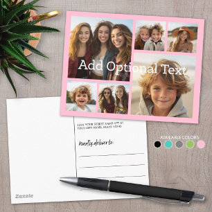 6 Foto Collage optionele tekst — KAN Roze bewerken Briefkaart