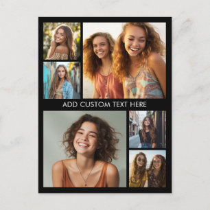 6 Foto Collage Optionele tekst -- Kleur aanpasbaar Briefkaart