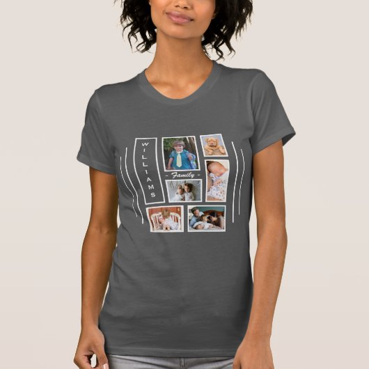 6 Foto Collage Persoonlijk Gray T-Shirt (Voorkant)