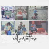 6 Foto collage - Trendy Black Script - White Fleece Deken (Voorkant (Horizontaal))