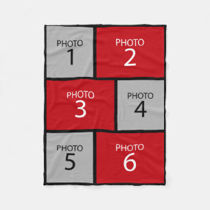 6 Foto collage - u kunt achtergrondkleur wijzigen Fleece Deken