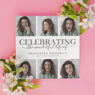 6 Foto Collage Viering van het Leven Funeral Kaart