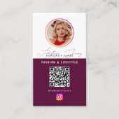 6 Foto Feed Grid Social Media QR Code Bourgogne Visitekaartje (Voorkant)