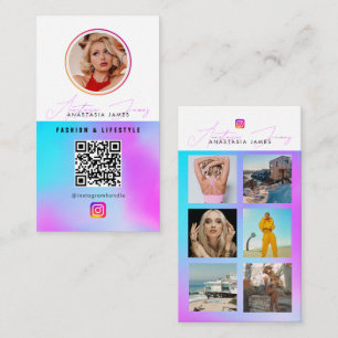 6 Foto Feed Grid Social Media QR Code Holografisch Visitekaartje