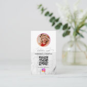 6 Foto Feed Grid Social Media QR Code Marmer Visitekaartje (Staand voorkant)