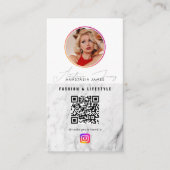 6 Foto Feed Grid Social Media QR Code Marmer Visitekaartje (Voorkant)